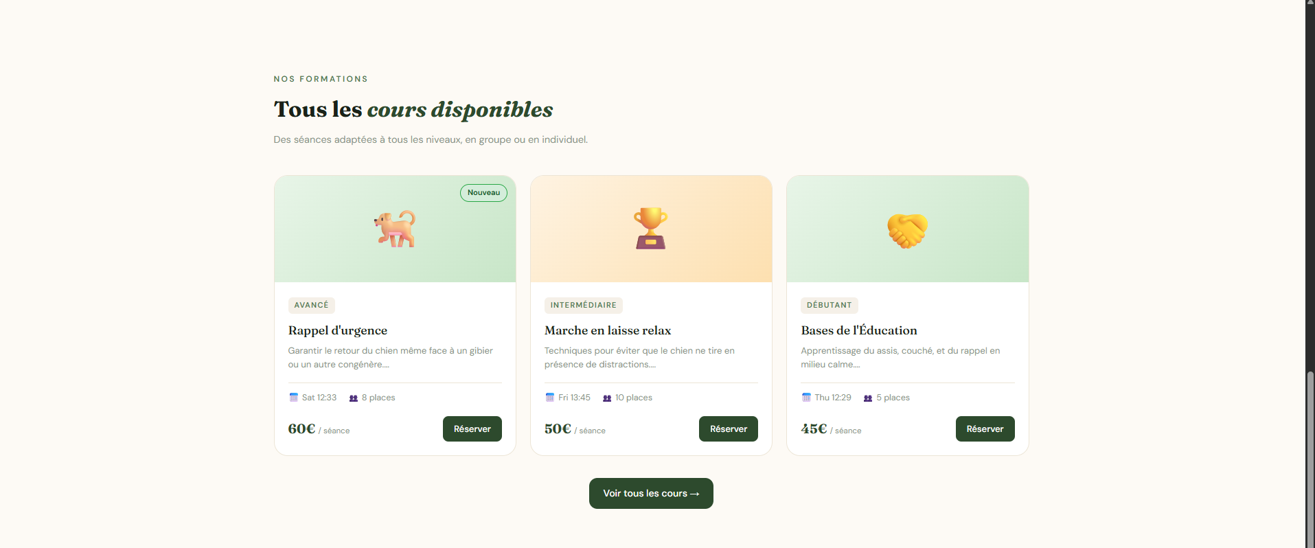 Catalogue des cours