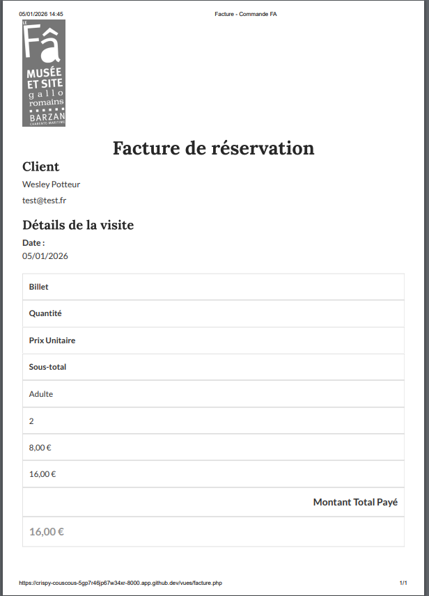 Facture PDF générée
